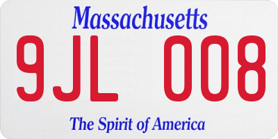 MA license plate 9JL008
