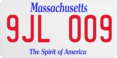 MA license plate 9JL009