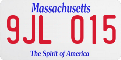 MA license plate 9JL015