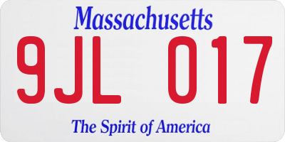 MA license plate 9JL017