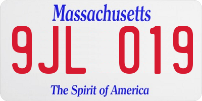 MA license plate 9JL019