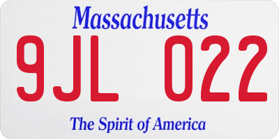 MA license plate 9JL022