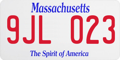 MA license plate 9JL023