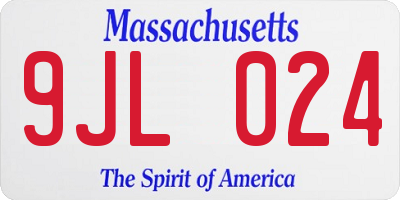 MA license plate 9JL024
