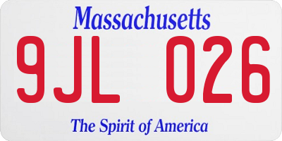 MA license plate 9JL026