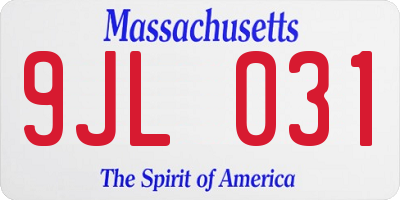 MA license plate 9JL031
