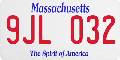 MA license plate 9JL032