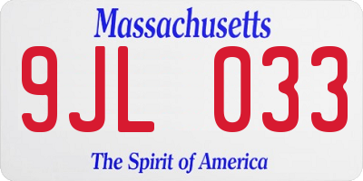 MA license plate 9JL033