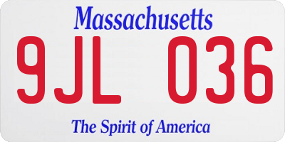 MA license plate 9JL036