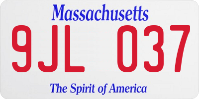 MA license plate 9JL037