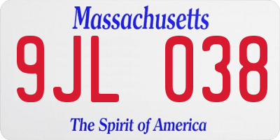 MA license plate 9JL038
