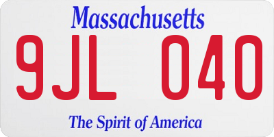 MA license plate 9JL040