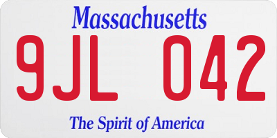 MA license plate 9JL042