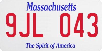 MA license plate 9JL043