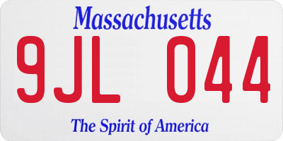 MA license plate 9JL044