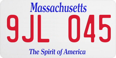 MA license plate 9JL045