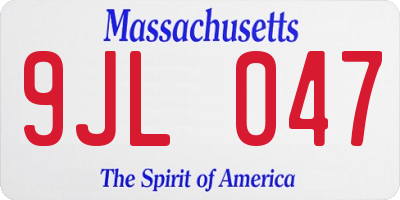 MA license plate 9JL047