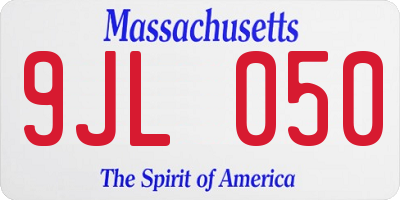 MA license plate 9JL050
