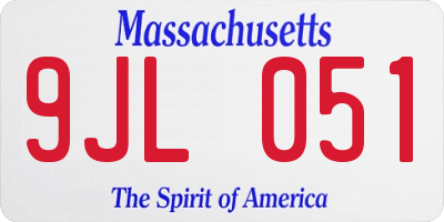 MA license plate 9JL051