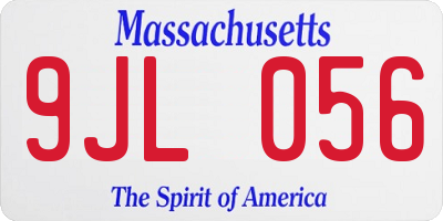MA license plate 9JL056