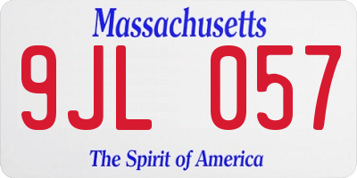 MA license plate 9JL057
