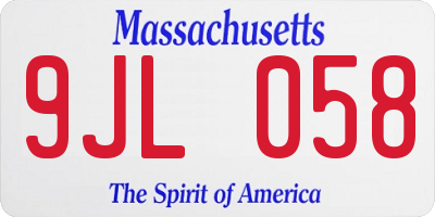 MA license plate 9JL058