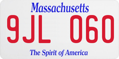 MA license plate 9JL060