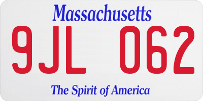 MA license plate 9JL062