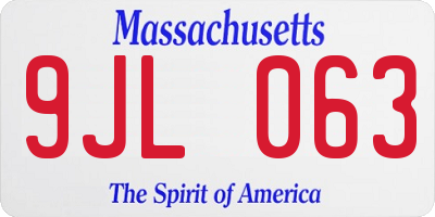 MA license plate 9JL063