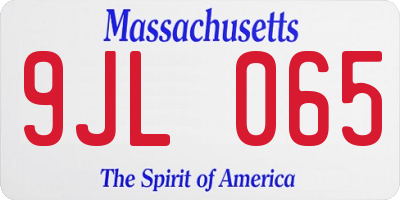 MA license plate 9JL065