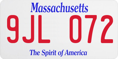 MA license plate 9JL072