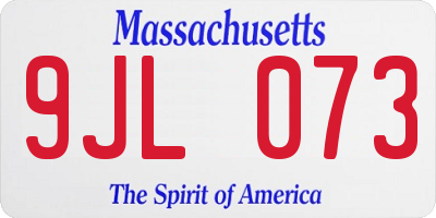 MA license plate 9JL073