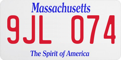 MA license plate 9JL074