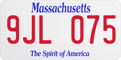 MA license plate 9JL075