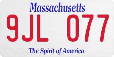 MA license plate 9JL077