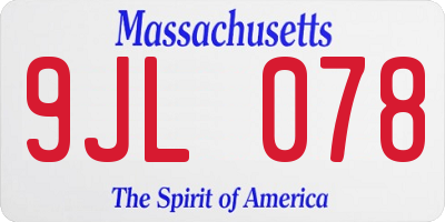 MA license plate 9JL078