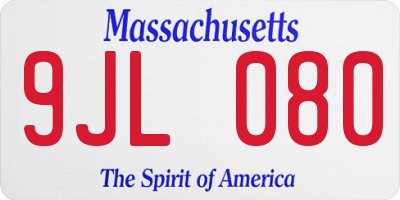 MA license plate 9JL080