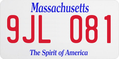 MA license plate 9JL081