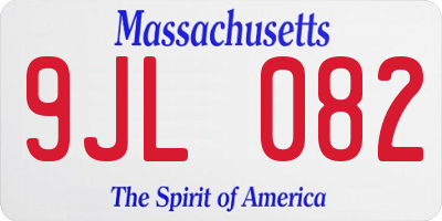 MA license plate 9JL082