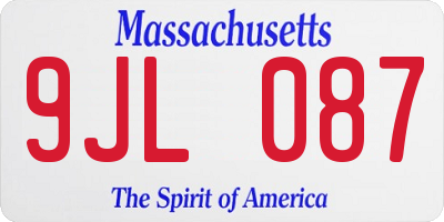 MA license plate 9JL087