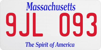 MA license plate 9JL093