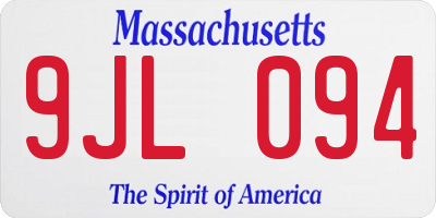 MA license plate 9JL094