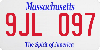 MA license plate 9JL097