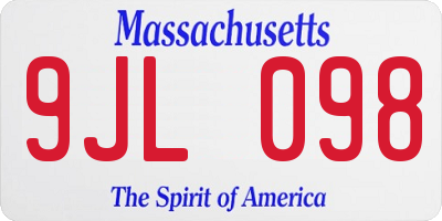 MA license plate 9JL098