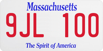 MA license plate 9JL100