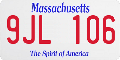 MA license plate 9JL106