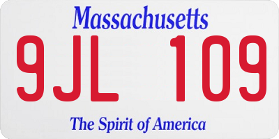MA license plate 9JL109