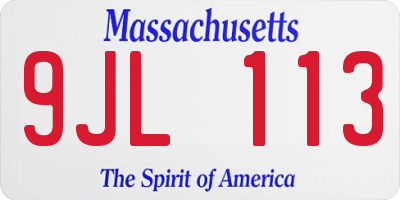 MA license plate 9JL113