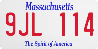 MA license plate 9JL114