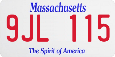 MA license plate 9JL115